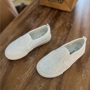 Sparkly White Kids Slip-On Shoes (Cat & Jack) size US10